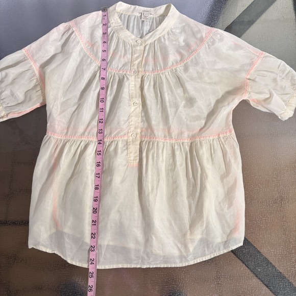 J Crew Silk Blend Top Womens 2 Cottage Sheer Prairie Flowy Romantic Spring Flowy - Picture 5 of 7